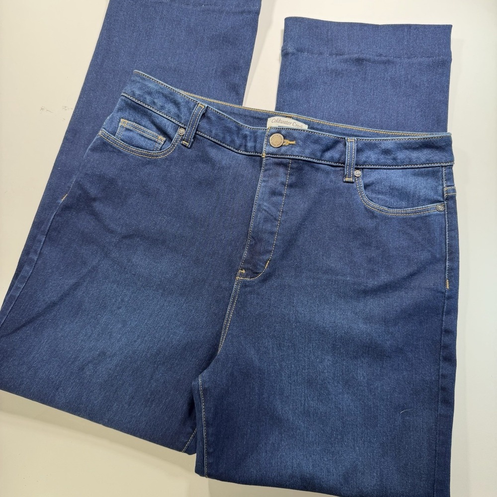 Coldwater Creek Dark Wash Straight Leg High Rise Jean 14 Classic Natural Fit